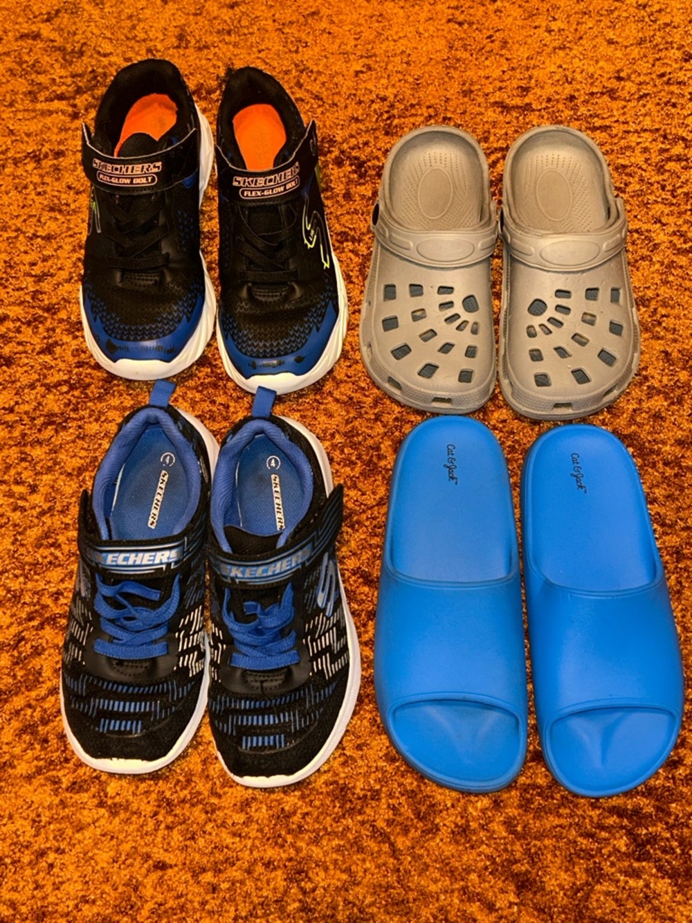 Skechers Kids Black & Blue Athletic Sneakers with Hook-and-Loop Strap